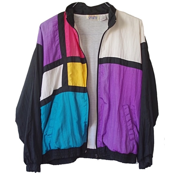 Vintage Jackets & Blazers - VINTAGE ZIP UP COLOR BLOCK WINDBREAKER JACKET